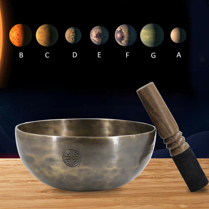 Cuenco tibetano de luna llena con arcoíris lunar, hecho a mano para sanación y meditación. Juego de cuencos de sonido de energía positiva. - image 2