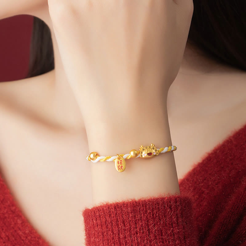 ❗❗❗Una oferta flash: pulsera trenzada con Buddha Stones de plata de ley 925 con diseño de bola de masa del año del dragón que atrae la suerte y la fortuna