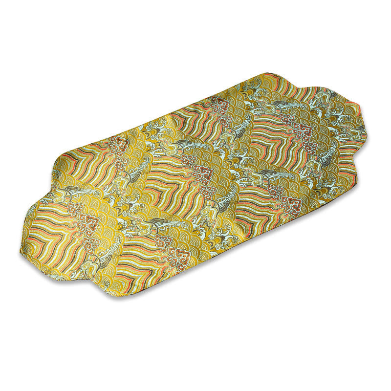 Tapete para taza con bordado de brocado de flor de ciruelo de bambú, posavasos para taza de té, Buddha Stones, ola de mar, tapete para té Kung Fu