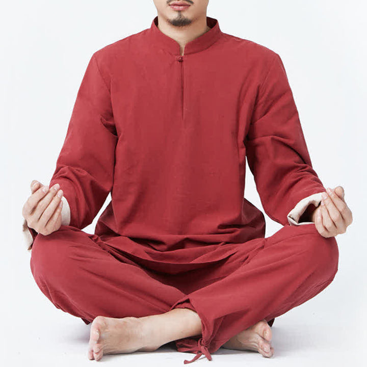 Conjunto de ropa de lino y algodón para hombre con Buddha Stones, meditación espiritual, zen, yoga y oración - Rojo - US/UK/AU44，EU54 (3XL) - image 8
