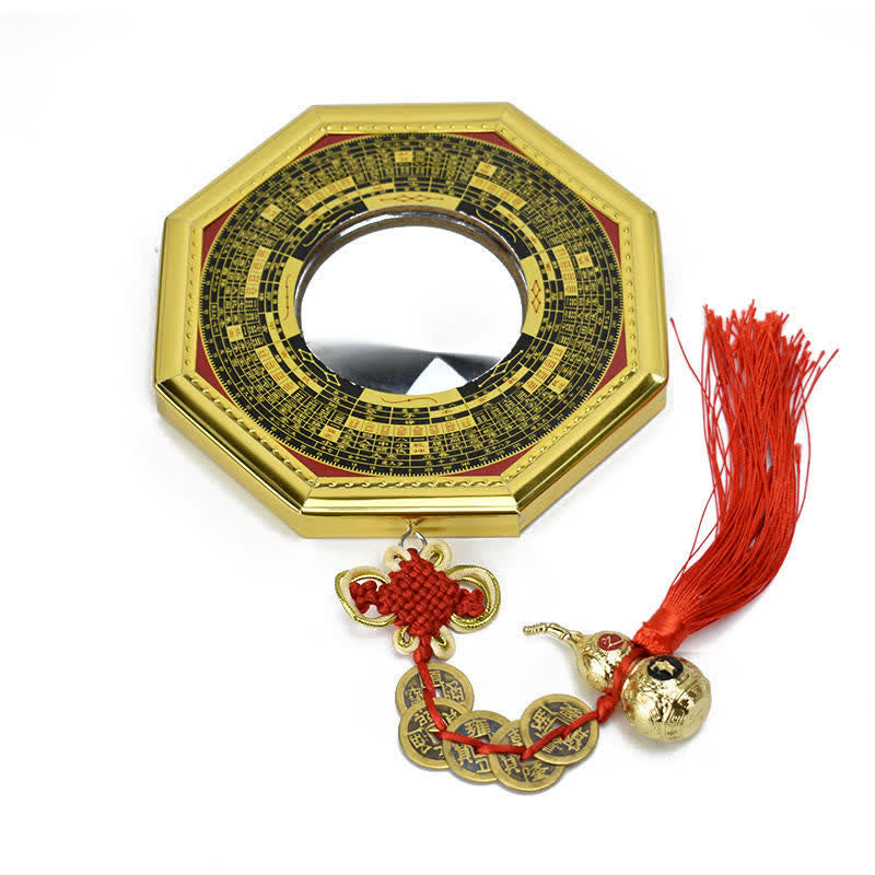 Feng Shui Bagua Mapa Monedas de los Cinco Emperadores Calabaza Equilibrio Sala de Estar Mapa de energía Espejo