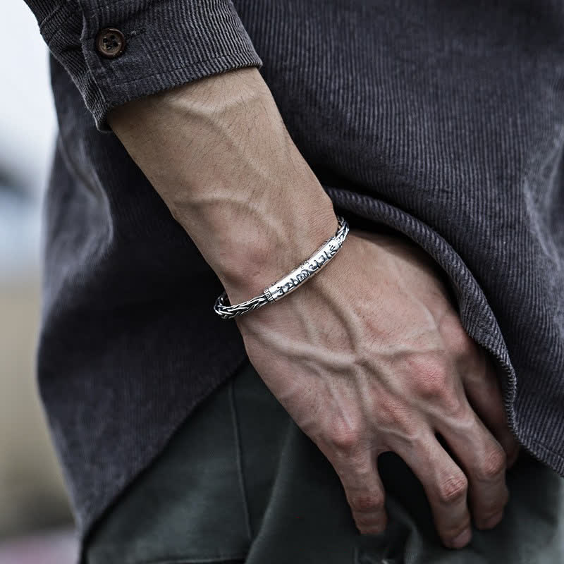 Pulsera de equilibrio de cobre con patrón trenzado trenzado estilo vikingo con Buddha Stones