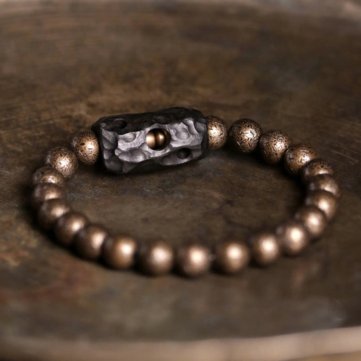 Pulsera con cuentas de equilibrio de paz, cobre, madera de ébano del Tíbet, Buddha Stones