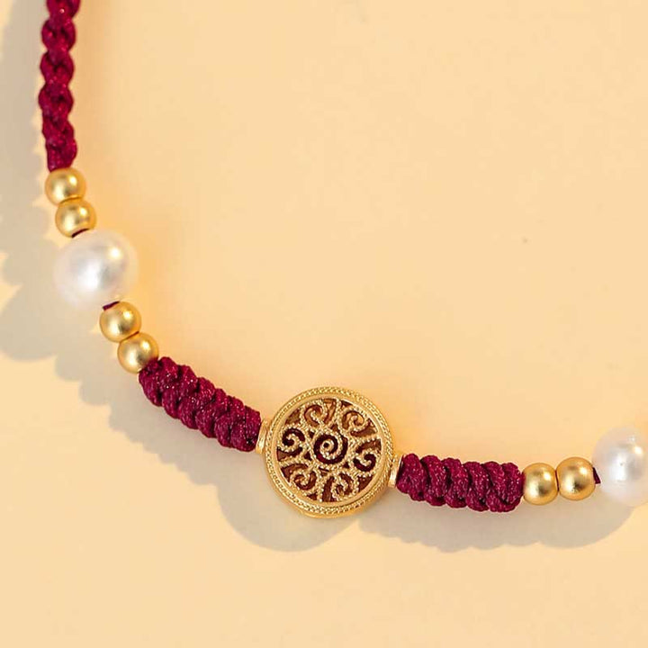 Pulsera trenzada de fuerza de la suerte del árbol de la fortuna de la moneda de cobre de las Buddha Stones