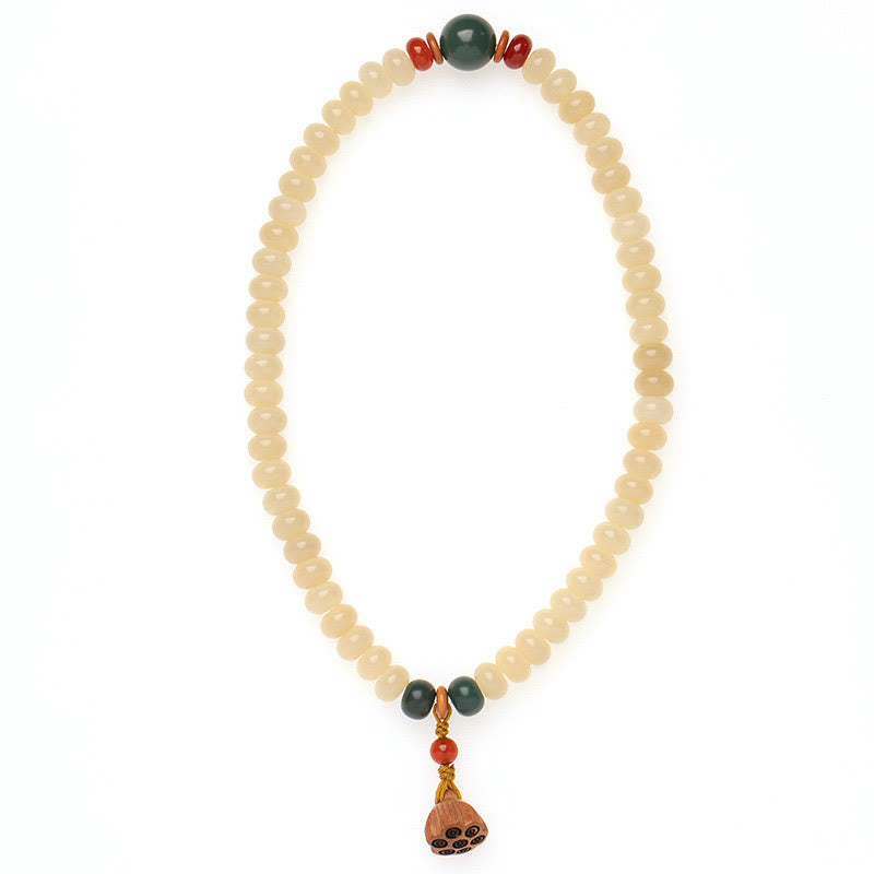 Pulsera de doble vuelta con diseño de vaina de loto y semillas de Bodhi de Buddha Stones