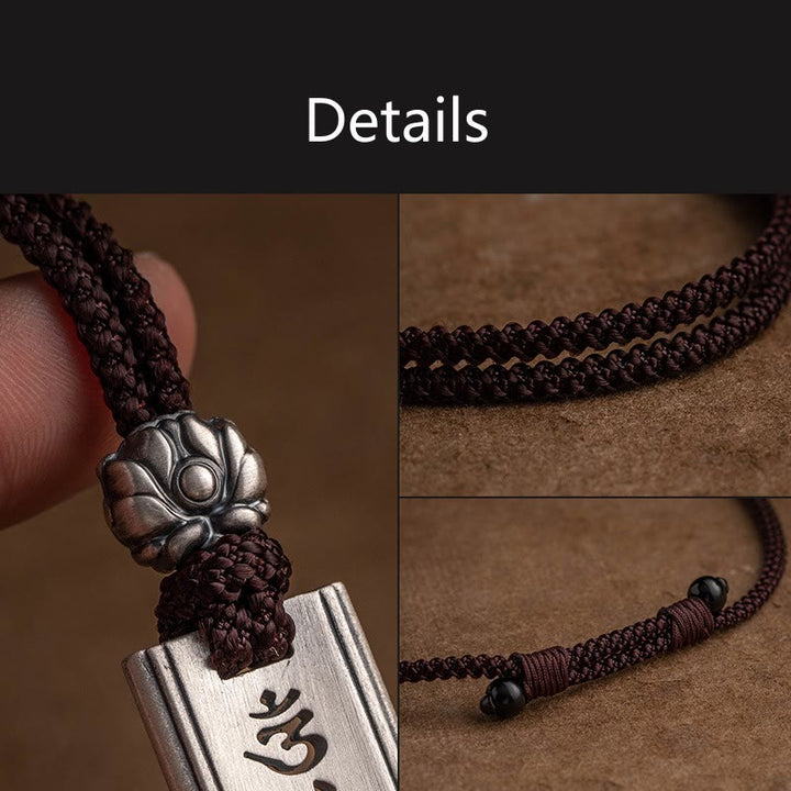 Colgante de plata de ley 999 con Buddha Stones Om Mani Padme Hum grabado Lotus Wisdom - image 4