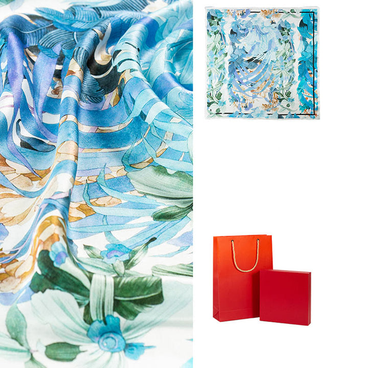 Bufanda de seda de morera 100% con pintura al óleo de jungla de Buddha Stones , bufanda de cuello de seda de doble cara de grado superior 6A - image 15