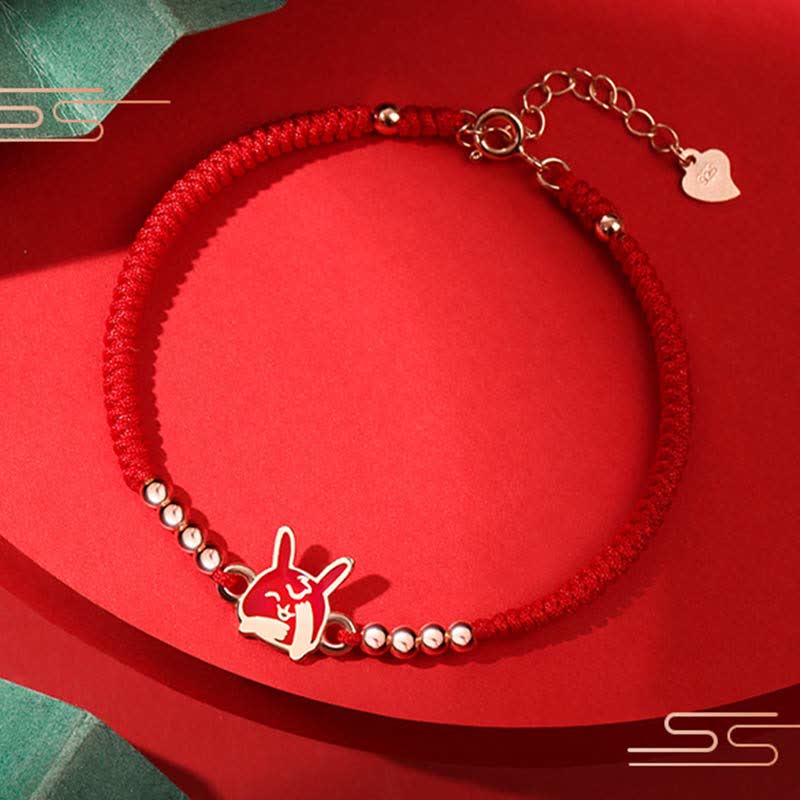 Pulsera de hilo rojo con Buddha Stones de plata de ley 925, zodíaco chino, suerte, fe, decoloración