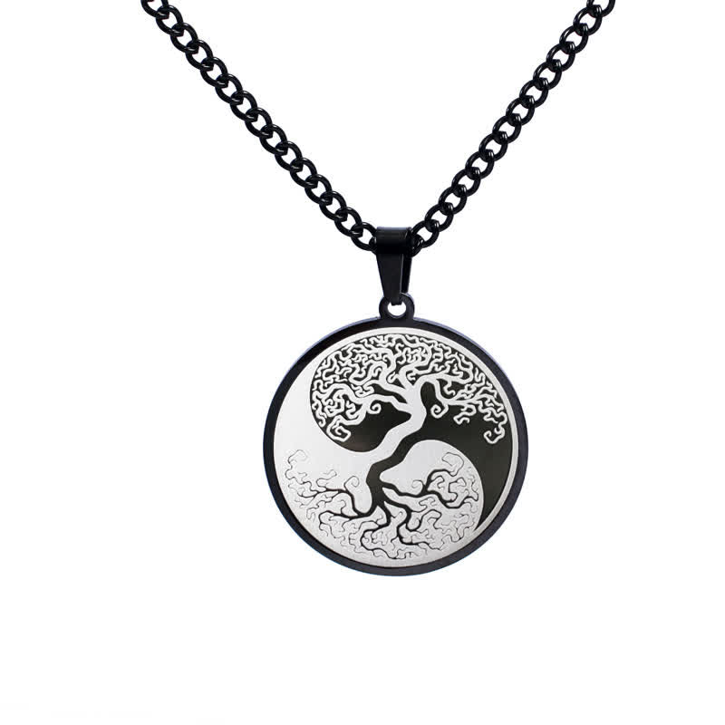 Colgante de collar con conexión de acero de titanio y Buddha Stones, el árbol de la vida - Negro - image 3