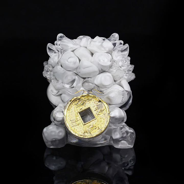 Buddha Stones hechas a mano, moneda de oro PiXiu, cristal Fengshui, energía, fortuna, decoración del hogar - Turquesa blanca - image 19