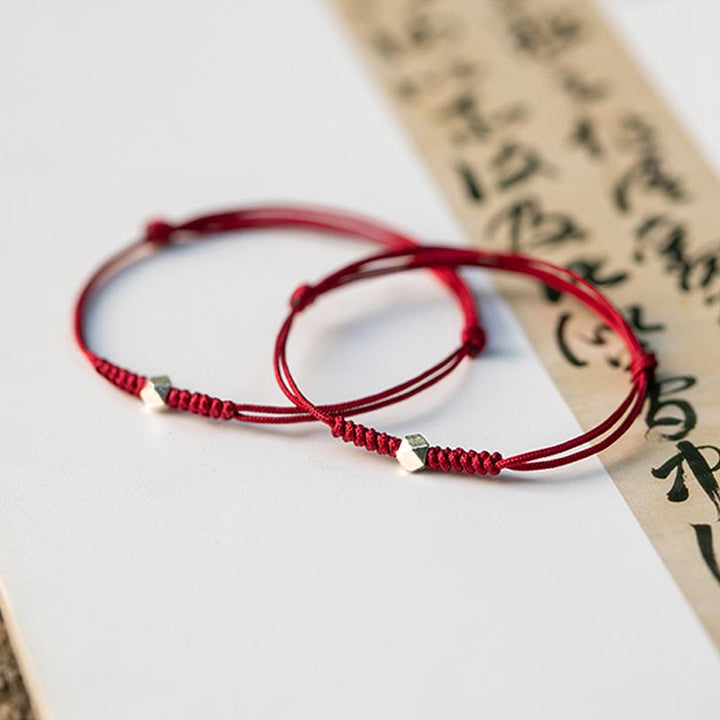 Pulsera trenzada de hilo rojo con protección de cuentas de la suerte de plata de ley 925 con Buddha Stones