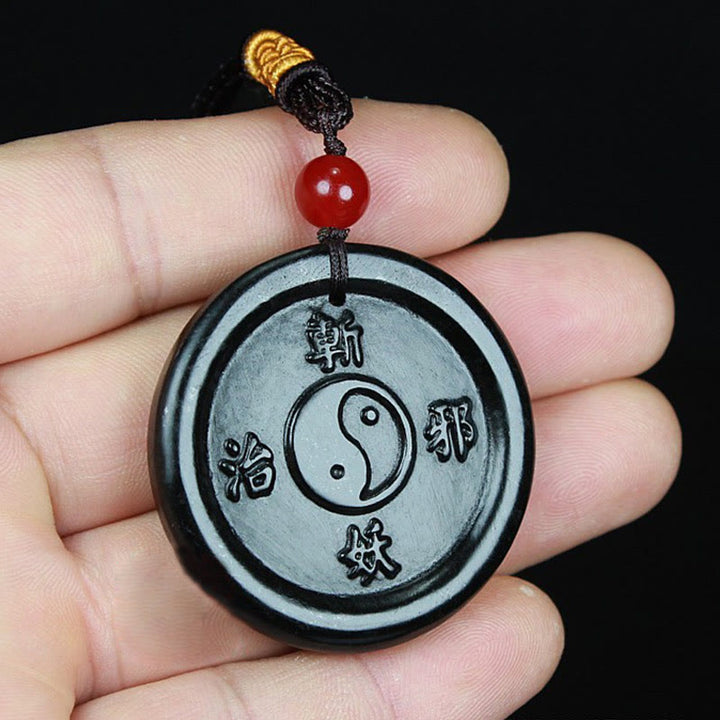 Buddha Stones Natural Hetian Cian Jade Yin Yang Suerte Armonía Collar Colgante - image 4