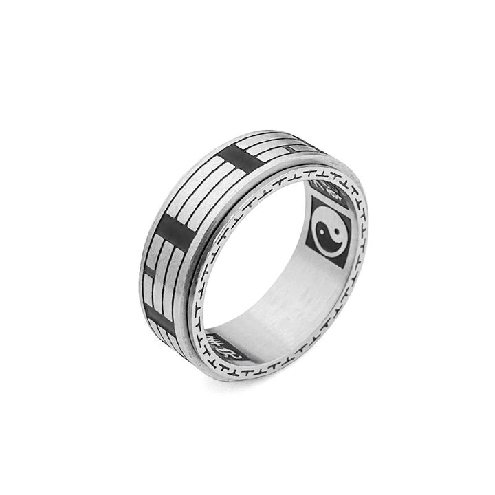 Anillo giratorio de equilibrio de acero titanio Bagua Yin Yang con Buddha Stones
