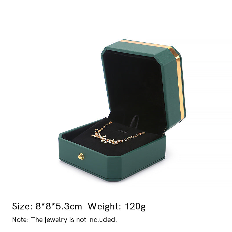Caja de almacenamiento de joyas Caja de regalo de cuero PU - Verde oscuro - Caja colgante (8 x 8 x 5,3 cm) - image 9