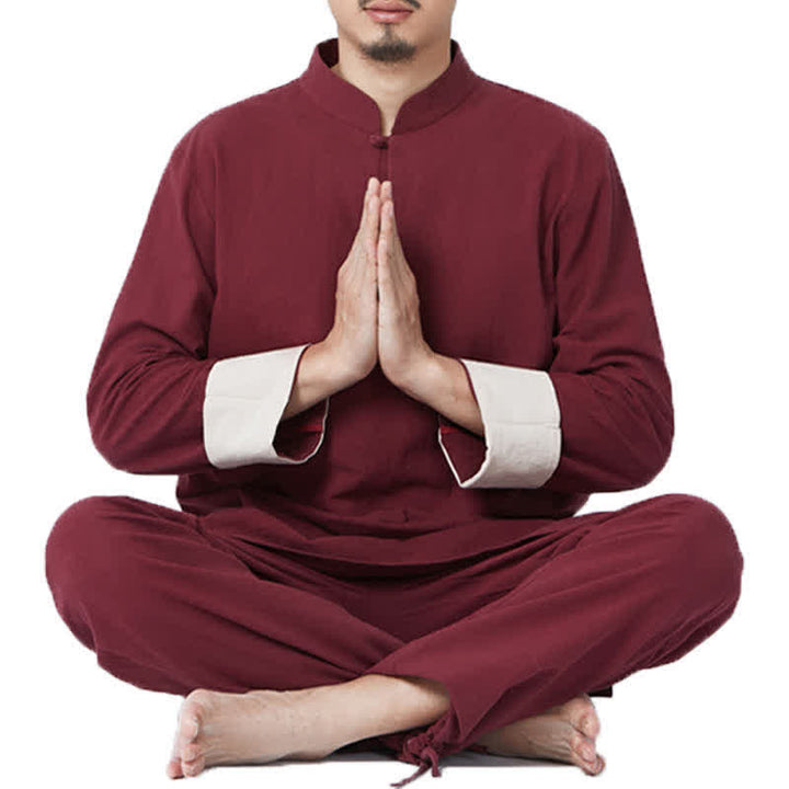 Conjunto de ropa de lino y algodón para hombre con Buddha Stones, meditación espiritual, zen, yoga y oración