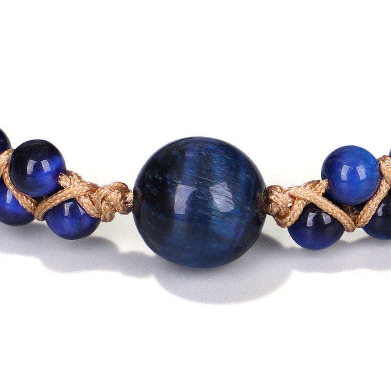 Pulsera de protección con piedra de ojo de tigre azul divino de Buddha Stones