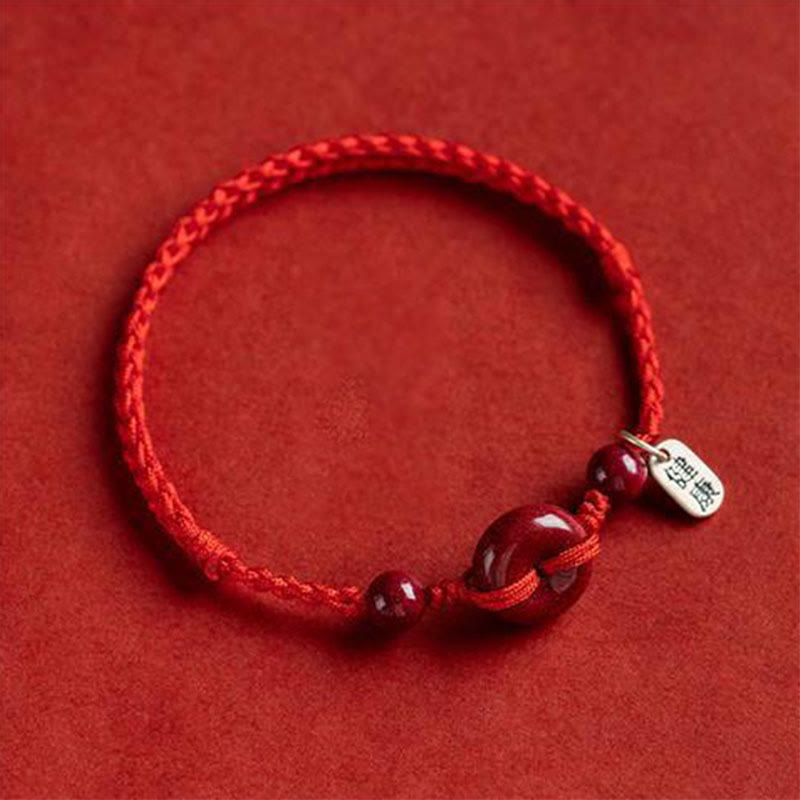 Pulsera tobillera con hebilla de paz de cinabrio hecha a mano con Buddha Stones, abalorio seguro y saludable, pulsera de bendición