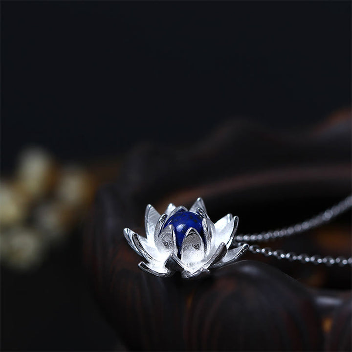 Colgante de plata de ley 925 con Buddha Stones , lazurita, flor de loto, cuidado personal - image 4