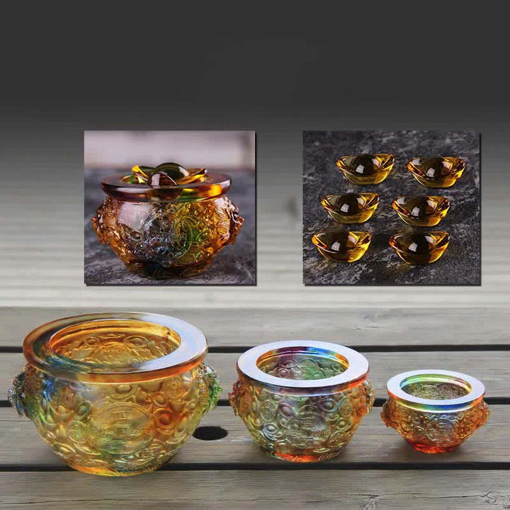 Pieza de arte hecha a mano de Liuli Crystal Treasure Bowl para decoración del hogar