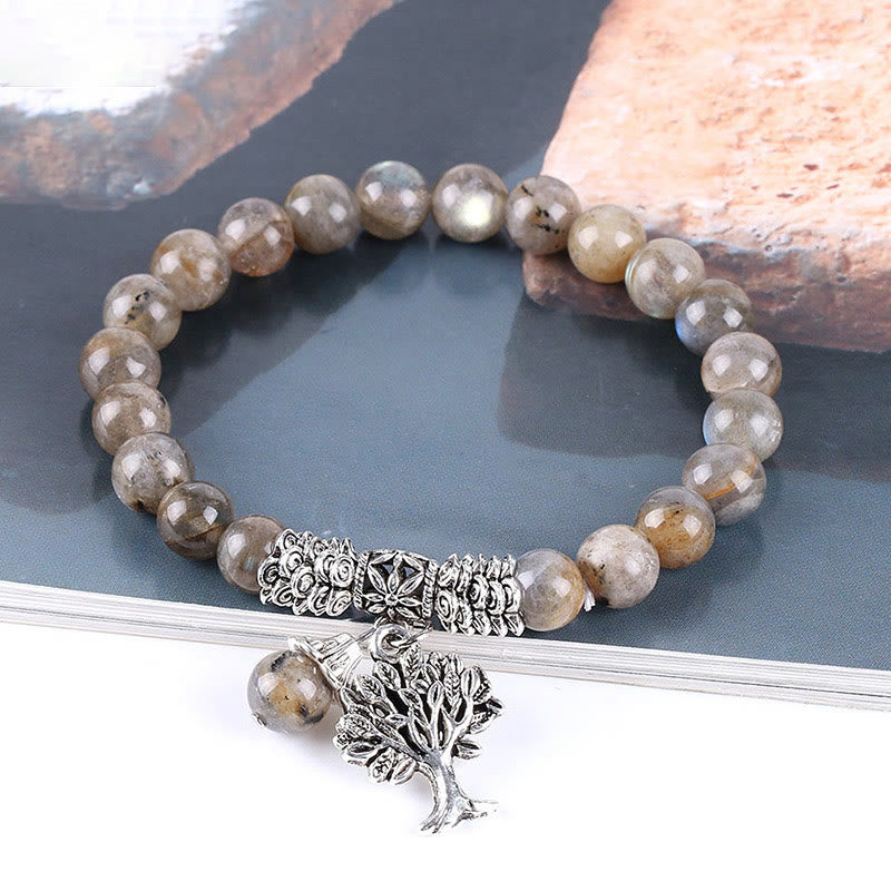 Pulsera elástica con amuleto de la suerte, árbol de la vida, Buddha Stones