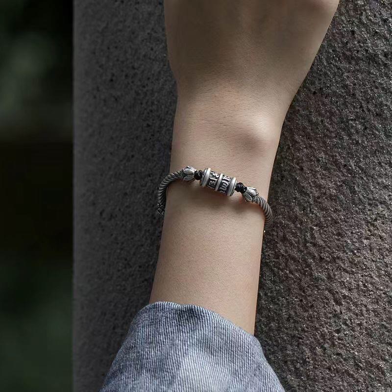 Pulsera trenzada de Buddha Stones Om Mani Padme Hum Lotus Peace