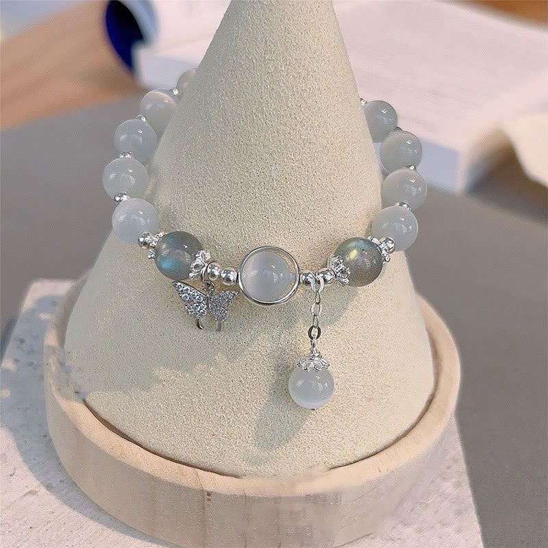 Pulsera de soporte con dije de estrella, mariposa, piedra lunar, ojo de gato, Buddha Stones