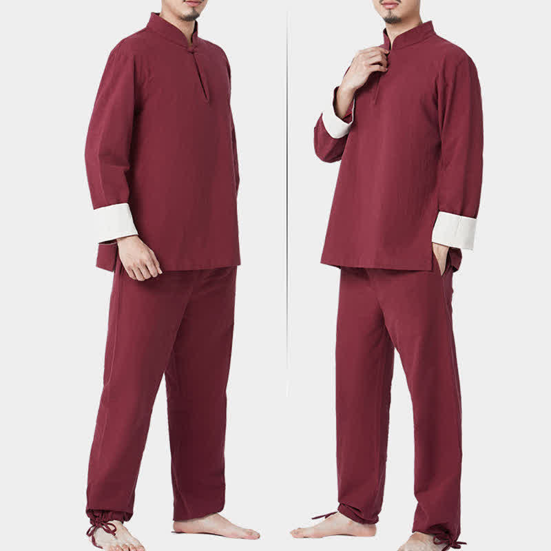 Conjunto de ropa de lino y algodón para hombre con Buddha Stones, meditación espiritual, zen, yoga y oración