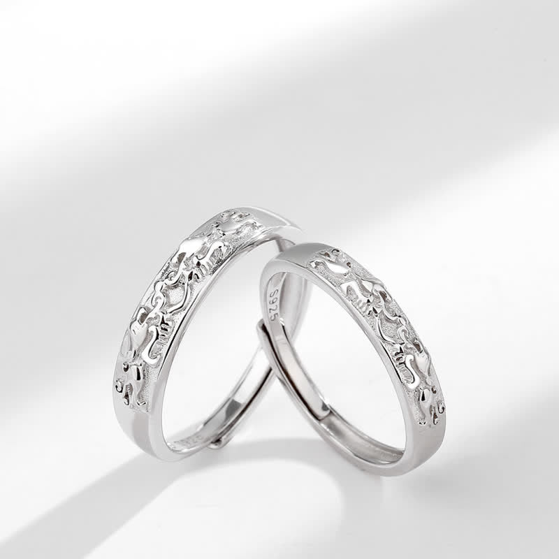 Anillo de pareja ajustable PiXiu Balance de plata de ley 925 con Buddha Stones