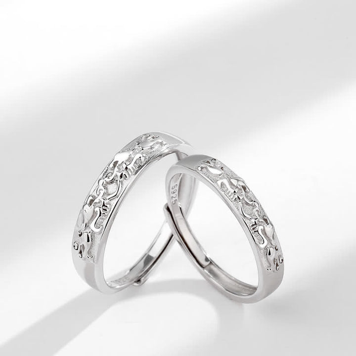 Anillo de pareja ajustable PiXiu Balance de plata de ley 925 con Buddha Stones