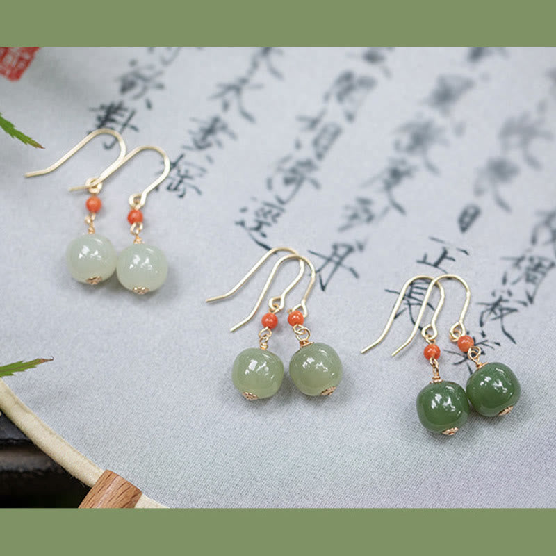 Pendientes colgantes de jade hetiano y ágata roja con Buddha Stones , chapados en plata de ley 925 y oro de 14 quilates. - image 17