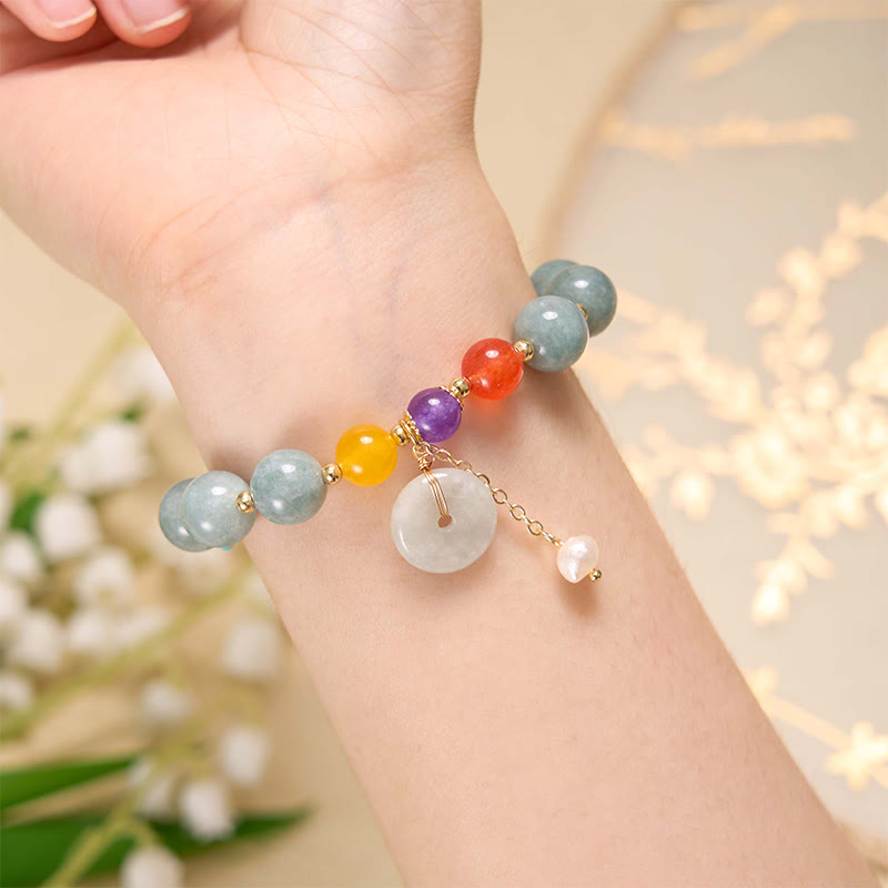 Pulsera de confianza con dije de hebilla de paz y ágata roja de jade con Buddha Stones