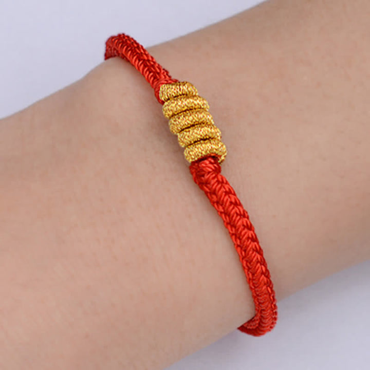 Pulsera de cuerda trenzada de fuerza de la suerte anudada china de diseño simple hecha a mano