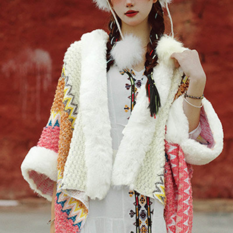 Mantón de rayas multicolor tibetano con Buddha Stones , bufanda de viaje acogedora para invierno