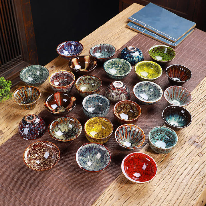 Tazas de té de cerámica coloridas con Buddha Stones para el hogar y la oficina