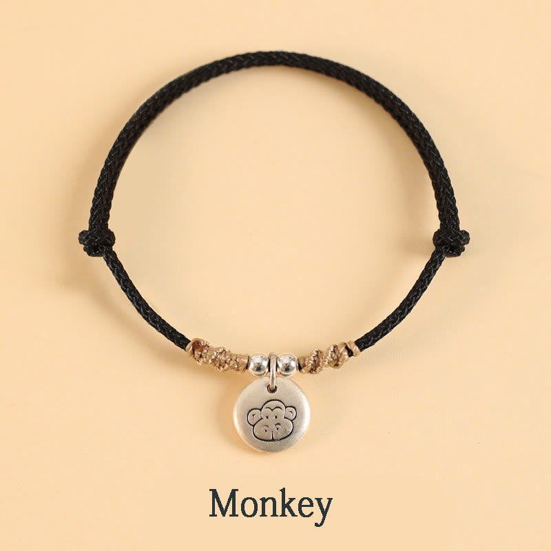 Pulsera trenzada de la suerte del zodíaco chino, hecha a mano, de plata de ley 999 con Buddha Stones, año del dragón