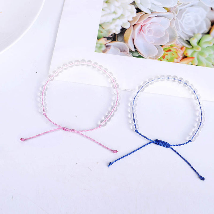 Pulsera ajustable de hilo trenzado con cuentas de vidrio hechas a mano