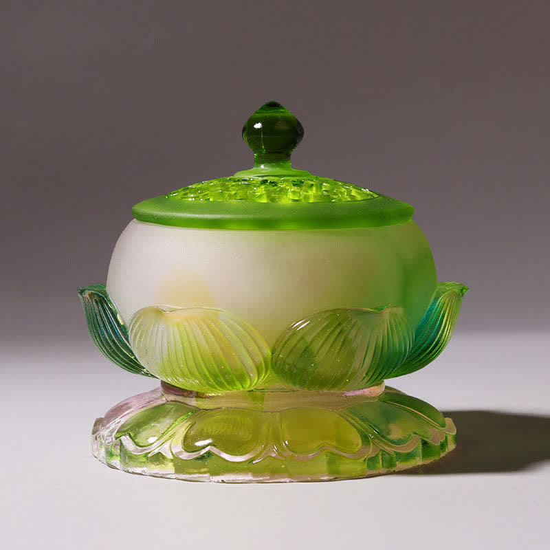 Pieza de arte de cristal Liuli hecha a mano de loto Feng Shui, decoración para el hogar y la Oficina