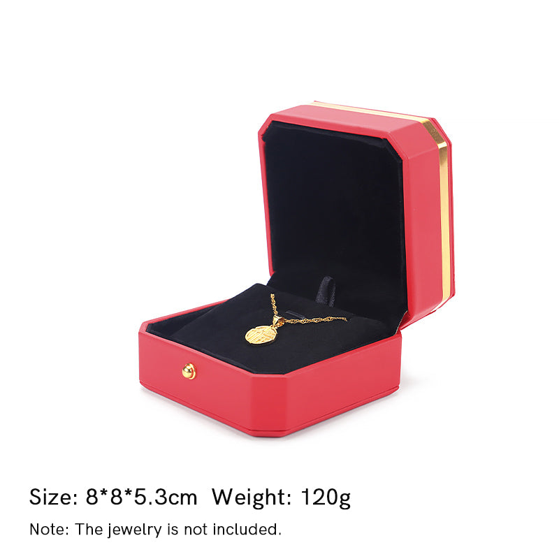 Caja de almacenamiento de joyas Caja de regalo de cuero PU - Rojo - Caja colgante (8 x 8 x 5,3 cm) - image 20