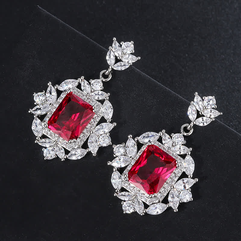 Buddha Stones Cristal Esmeralda Corindón Rojo Confianza Coraje Anillo Pendientes Collar Colgante