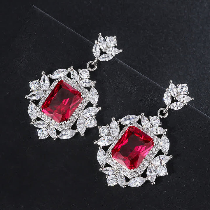 Buddha Stones Cristal Esmeralda Corindón Rojo Confianza Coraje Anillo Pendientes Collar Colgante
