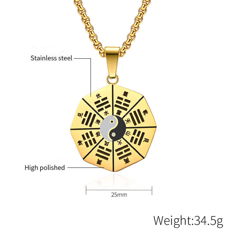 Colgante de collar de equilibrio de acero de titanio Bagua Yin Yang - image 7