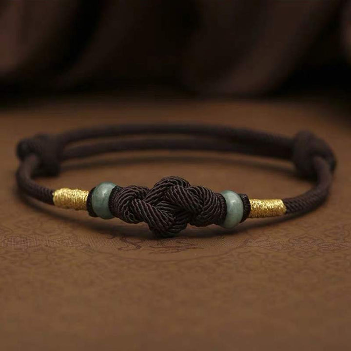 Pulsera de pareja trenzada con nudo de la suerte de Jade, hilo rojo, Buddha Stones