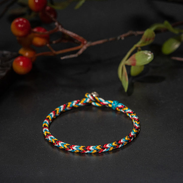 Pulsera de cuerda trenzada de protección de hilo de cinco colores hecha a mano con Buddha Stones Tíbet - image 8