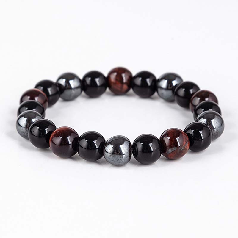 Juego de collar y pulsera de ojo de tigre tibetano con Buddha Stones