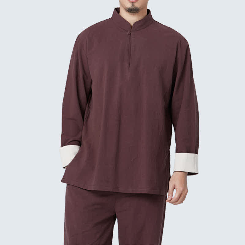 Conjunto de ropa de lino y algodón para hombre con Buddha Stones, meditación espiritual, zen, yoga y oración - Marrón - US/UK/AU44，EU54 (3XL) - image 18