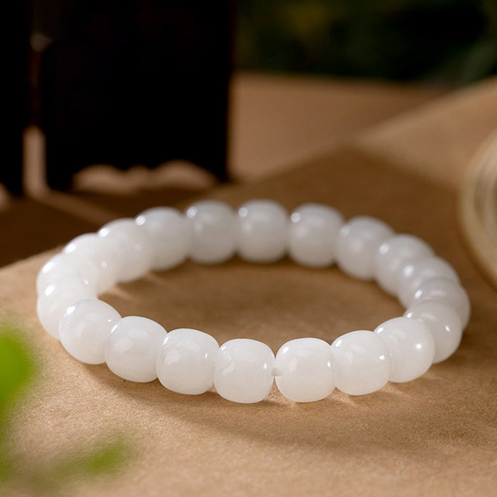 Pulsera de bendición de la felicidad de jade blanco hetiano con Buddha Stones - image 4