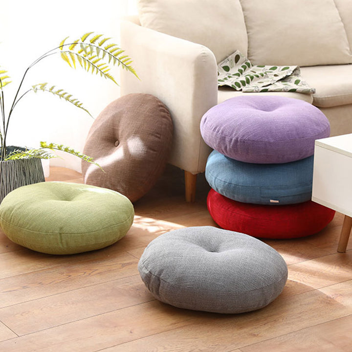 Cojín de lino con diseño simple de loto y Buddha Stones para meditación, decoración para el hogar y la sala de estar.