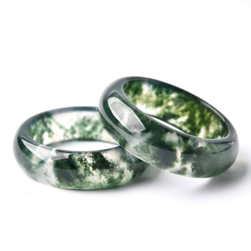 Anillo de equilibrio curativo con ágata musgo y Buddha Stones - image 12