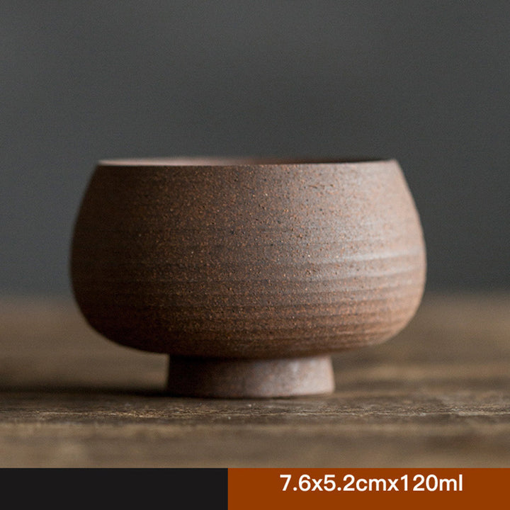 Taza de té de cerámica marrón Retro hecha a mano con Buddha Stones, taza de té de Kung Fu