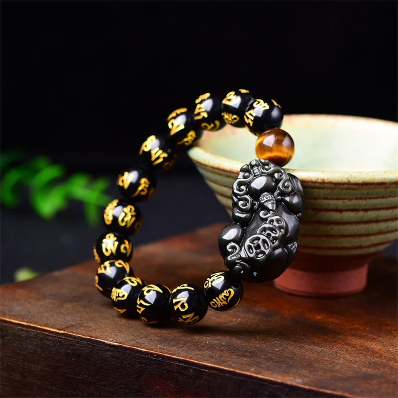 Pulsera de riqueza de obsidiana FengShui PiXiu